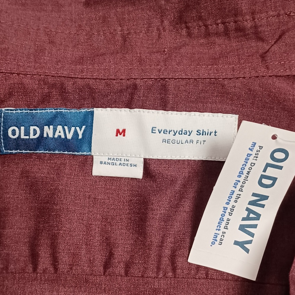 Old Navy Everyday Shirt Mens M Burgundy Raisin Arizona Regular Fit Button Down - Picture 2 of 13